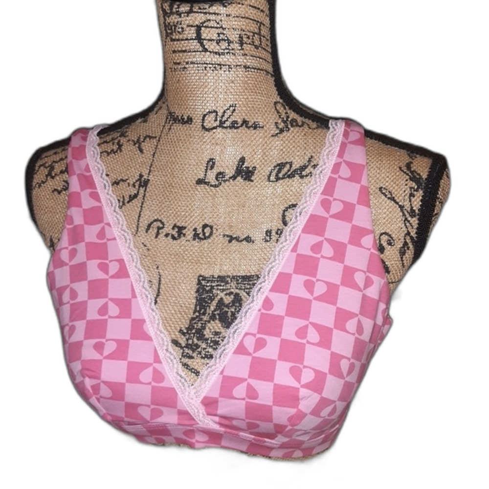 Arizona Jeans Company Medium Pink Hearts Organic Cotton Bralette NWT